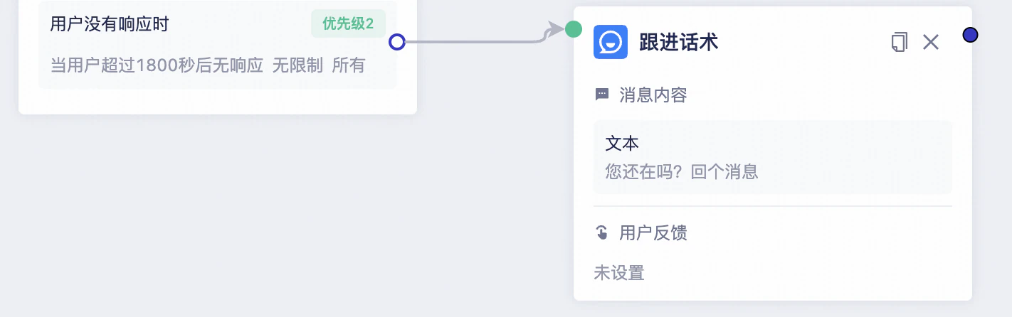 No user response trigger connected to a follow-up message