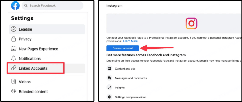Linked Accounts settings with Connect Account highlighted