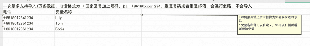 Spreadsheet template for importing campaign recipients