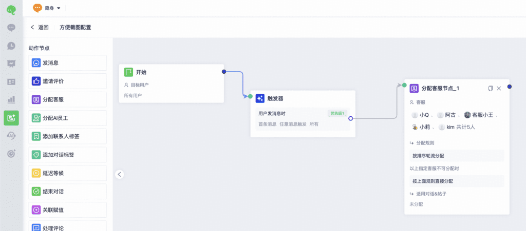 Workflow assigning WhatsApp conversations to team members