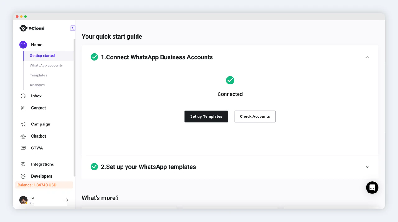 YCloud account setup